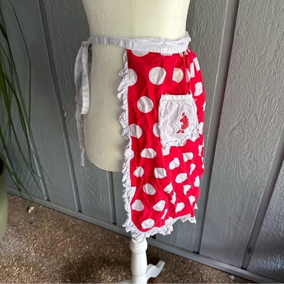 Minnie Mouse Disney Parks Red White Polka Dot Apron Ruffled Tie Waist w/ Pocket - Picture 6 of 12